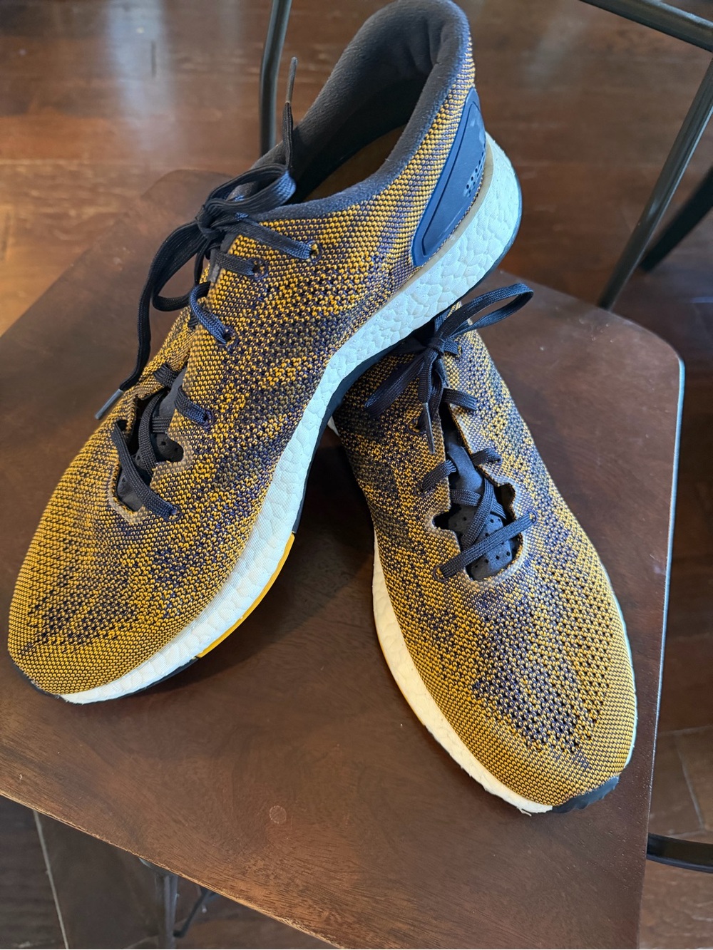 Adidas PureBoost DPR Tactile Yellow & Navy Men's Size 13 Running Shoes Sneakers